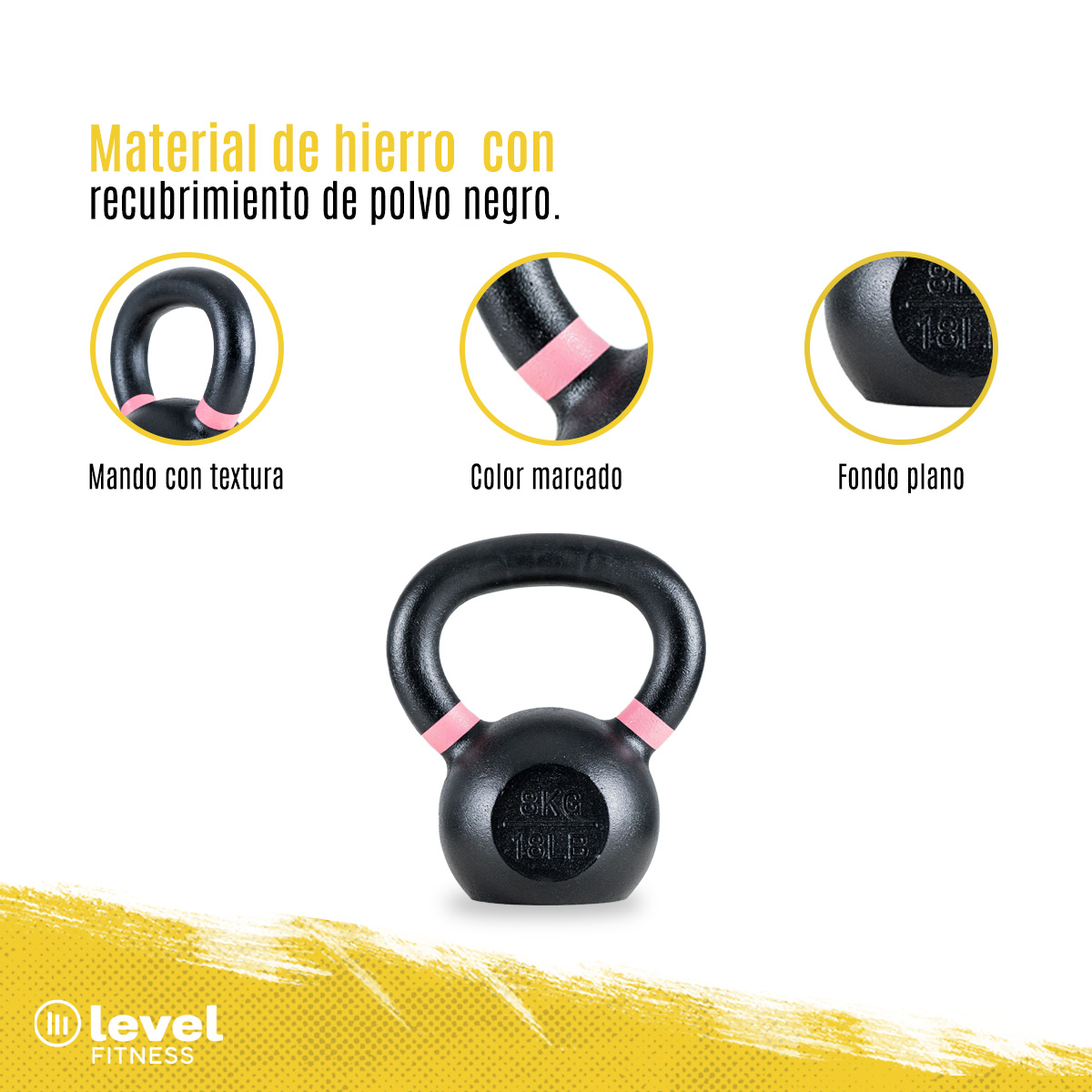 Pesa Rusa Kettlebell De 8 Kg/18 Libras Fitness Gym Color ROSA