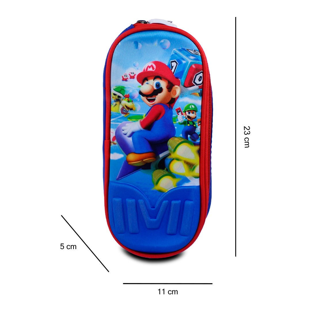 Kit Escolar Mochila Lonchera Y Lapicera De Mario Bross Azul Para Niños.