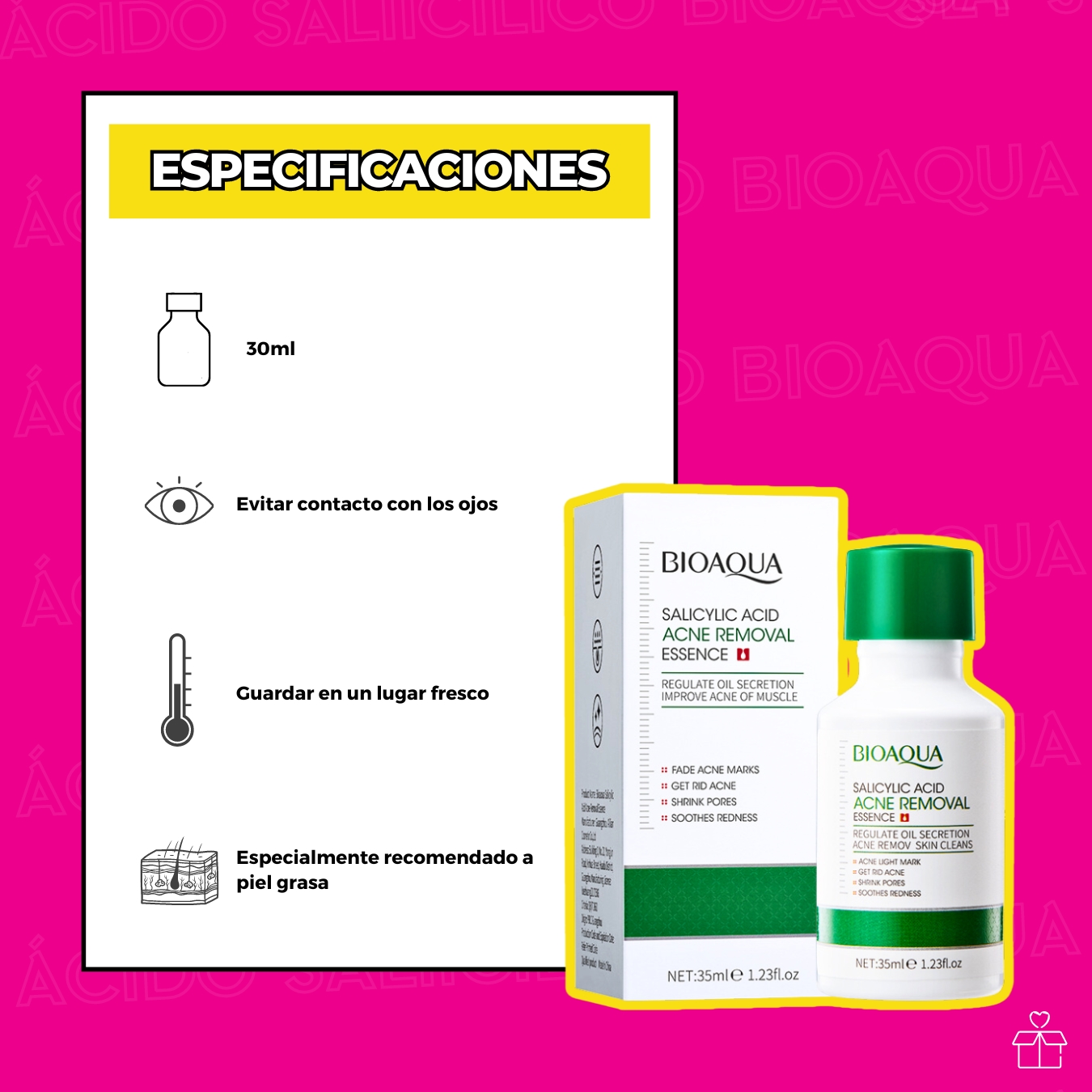Serum Facial Con Acido Salicilico Anti Acne Bioaqua.