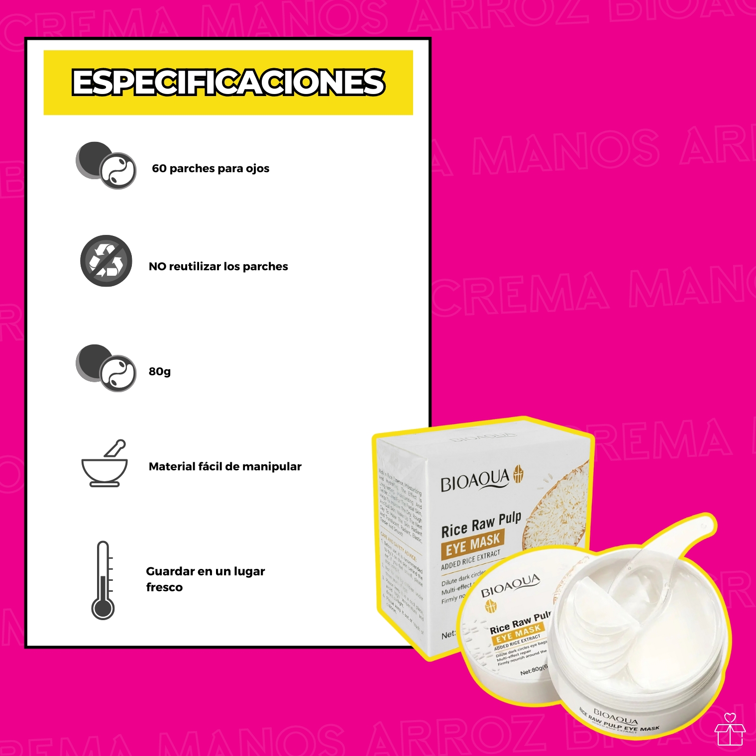 Parches De Ojos con Arroz Ojeras.