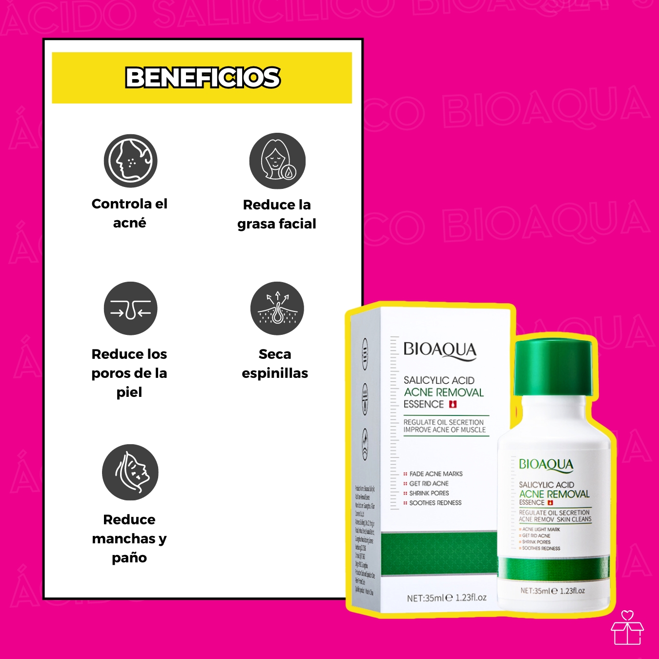 Serum Facial Con Acido Salicilico Anti Acne Bioaqua.