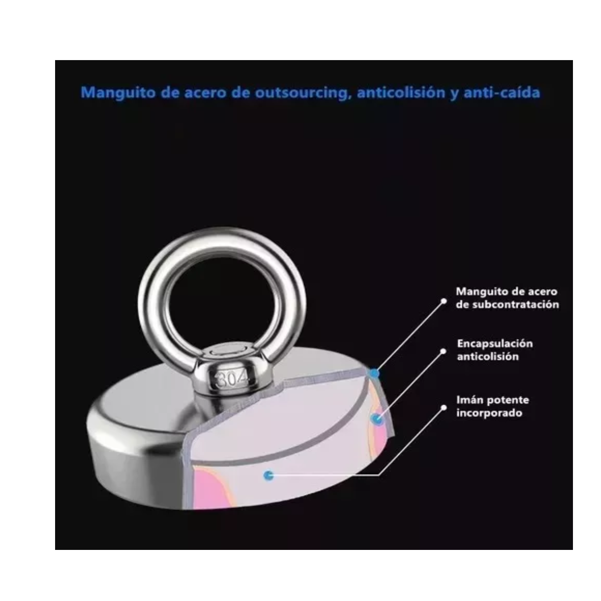 Par Imán Neodimio Gancho Pesca Mátales 5cm Diam X 5cm 75kg