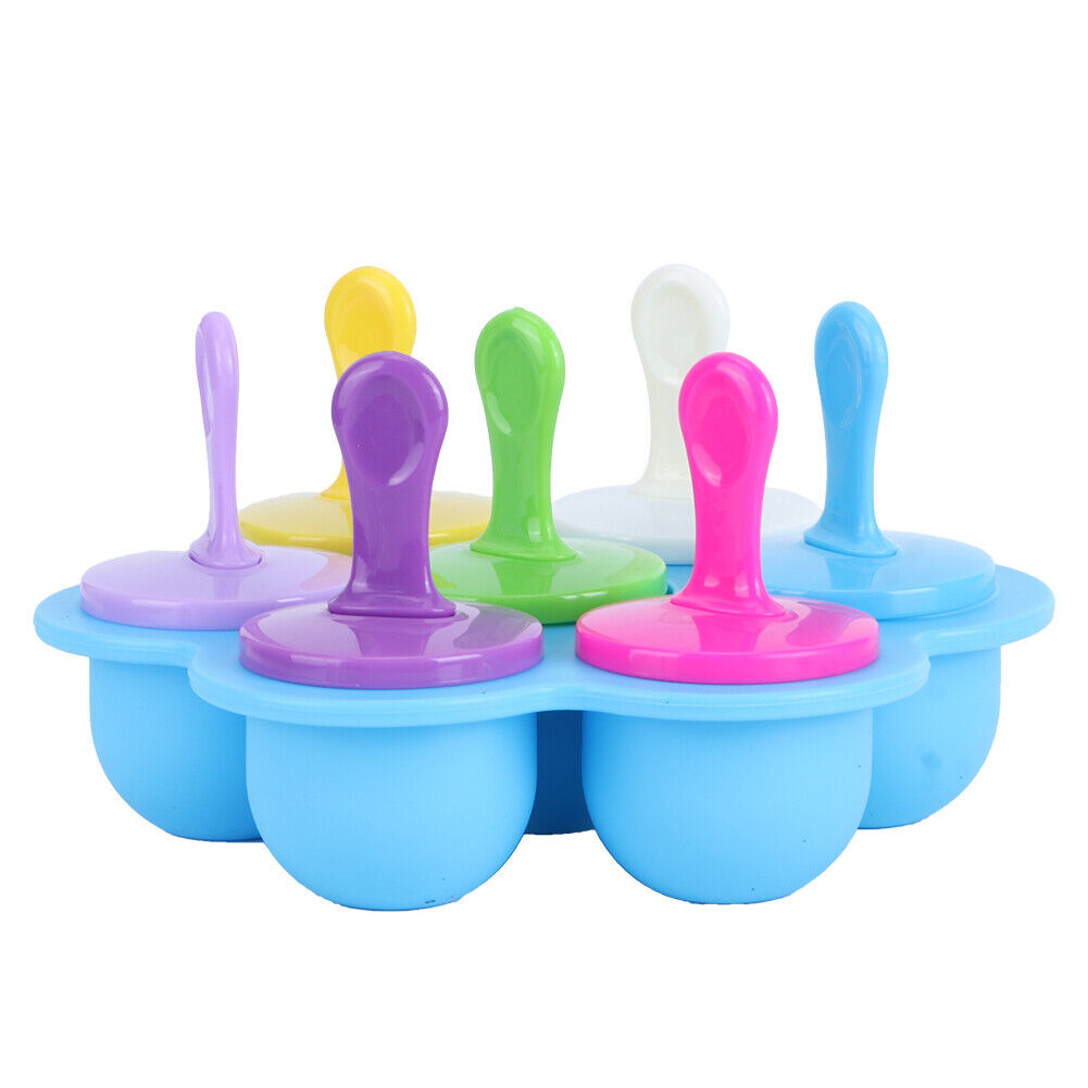 MOLDE PARA PALETAS HIELO GELATINA ECOMLAB 7 EN 1 SILICONA COLOR AZUL.