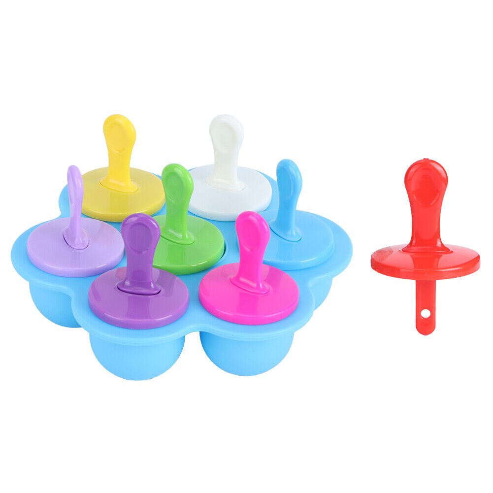 MOLDE PARA PALETAS HIELO GELATINA ECOMLAB 7 EN 1 SILICONA COLOR AZUL.