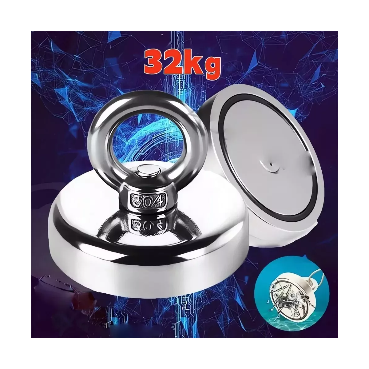 Par Imán Neodimio Gancho Pesca Mátales 5cm Diam X 5cm 75kg