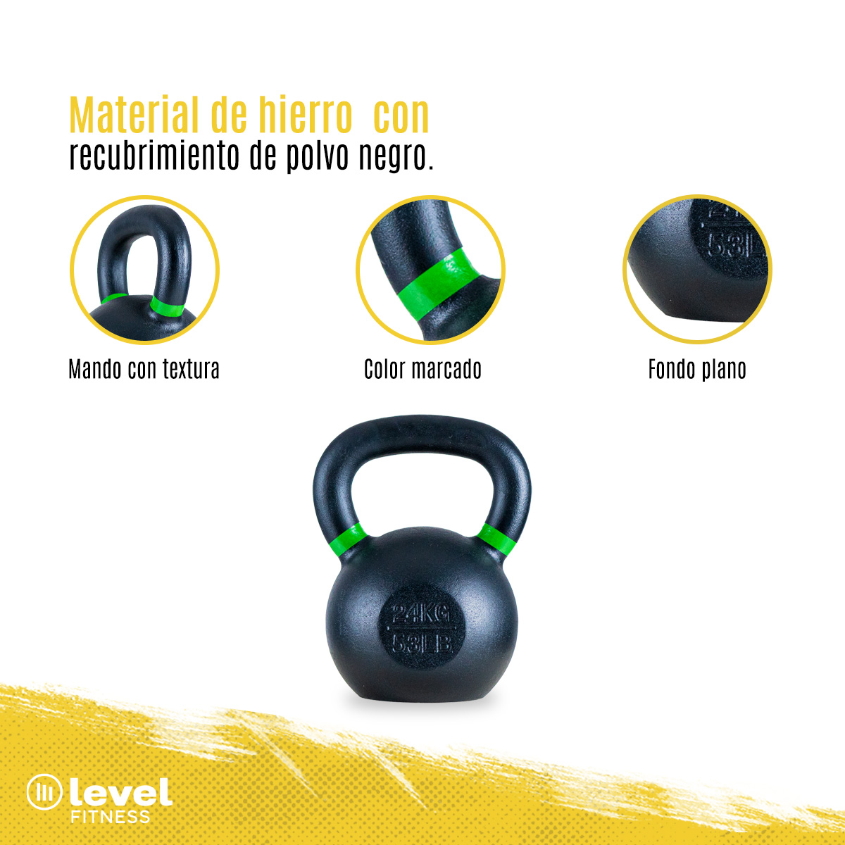 Pesa Rusa Kettlebell De 24Kg/18 Libras Fitness Gym Color VERDE.
