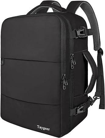 Mochila de Viaje para Computadora Portátil, Maleta de Viaje Aprobada por Avión para Hombres y Mujeres con Puerto de Carga USB, Bolsa de Equipaje de 35 L Aprobada por la TSA de 15,6 Pulgadas, Negro