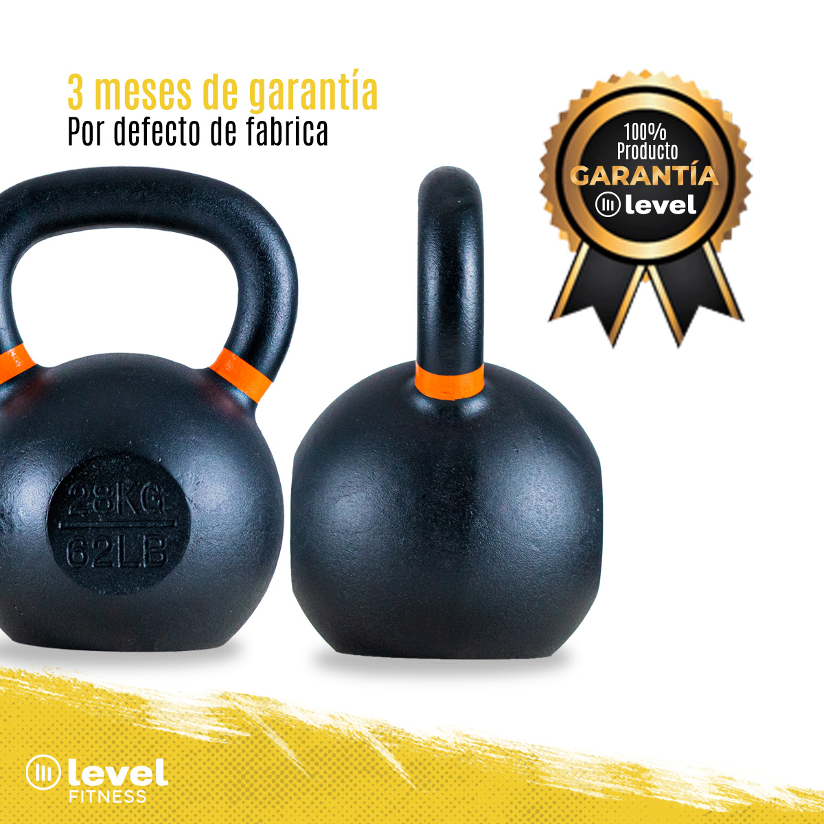 Pesa Rusa Kettlebell De 28kg/61.7 Lb Fitness Gym Crossfit Color NARANJA