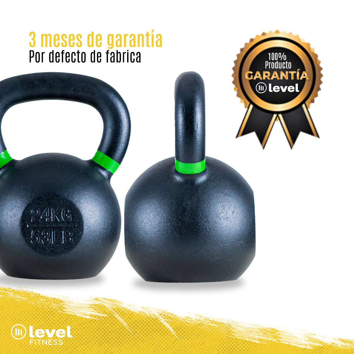 Pesa Rusa Kettlebell De 24Kg/18 Libras Fitness Gym Color VERDE.