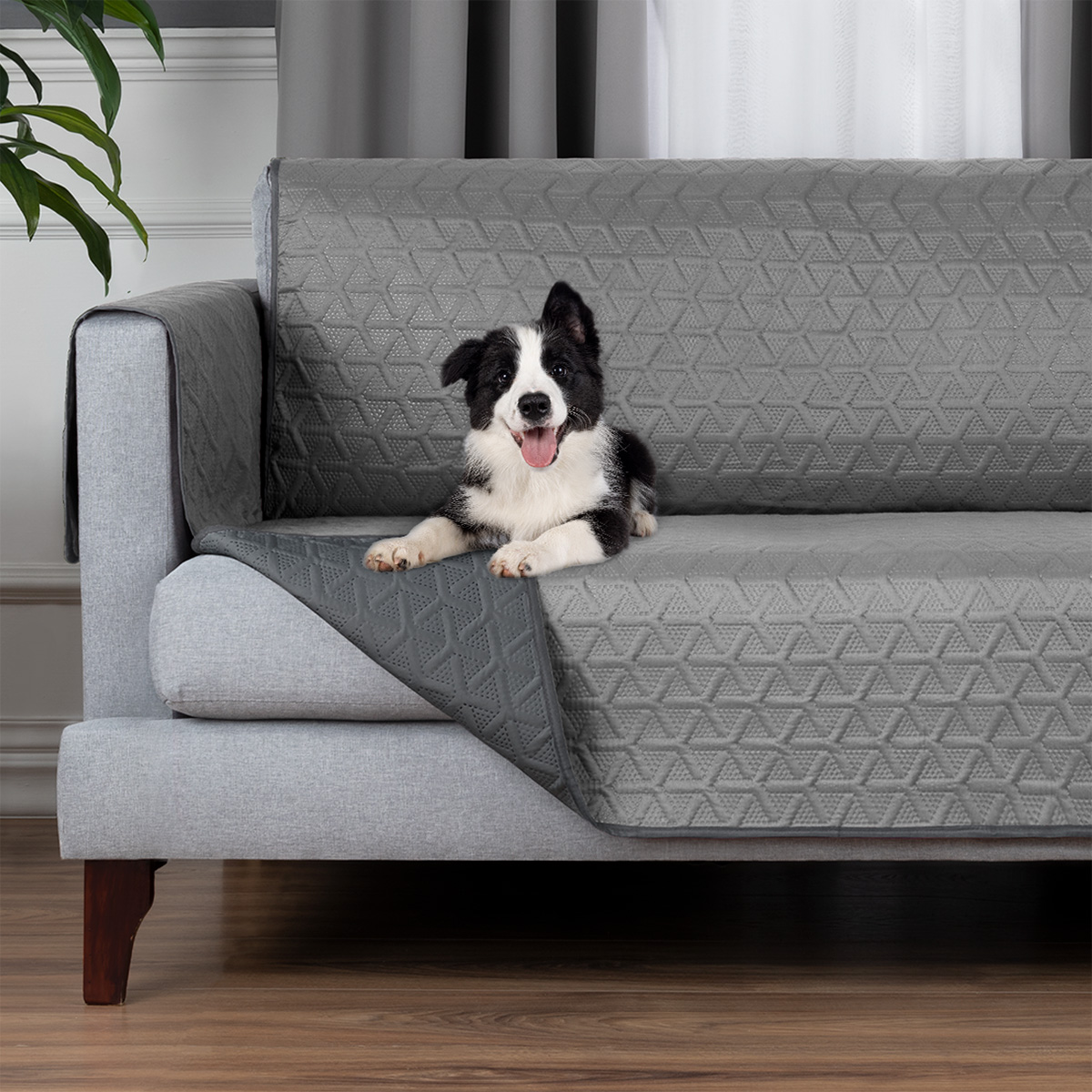 Protector Cubre Sala Doble Vista - 3 Pzas - Gris / Gris Oxford REAL TEXTIL