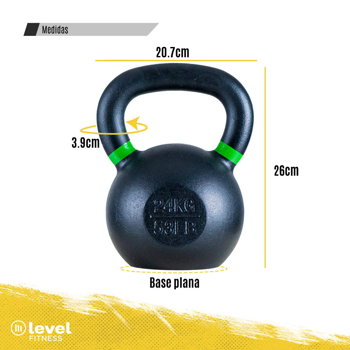 Pesa Rusa Kettlebell De 24Kg/18 Libras Fitness Gym Color VERDE.