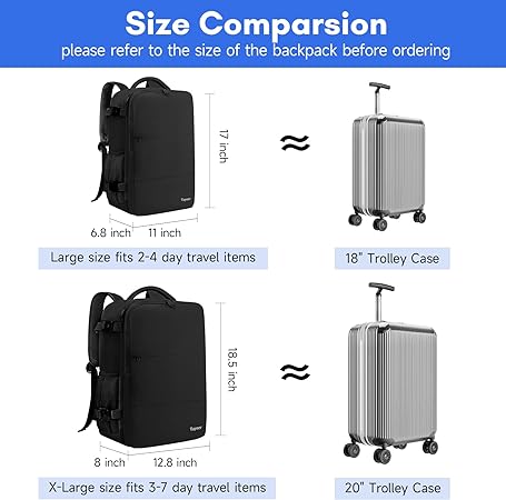 Mochila de Viaje para Computadora Portátil, Maleta de Viaje Aprobada por Avión para Hombres y Mujeres con Puerto de Carga USB, Bolsa de Equipaje de 35 L Aprobada por la TSA de 15,6 Pulgadas, Negro