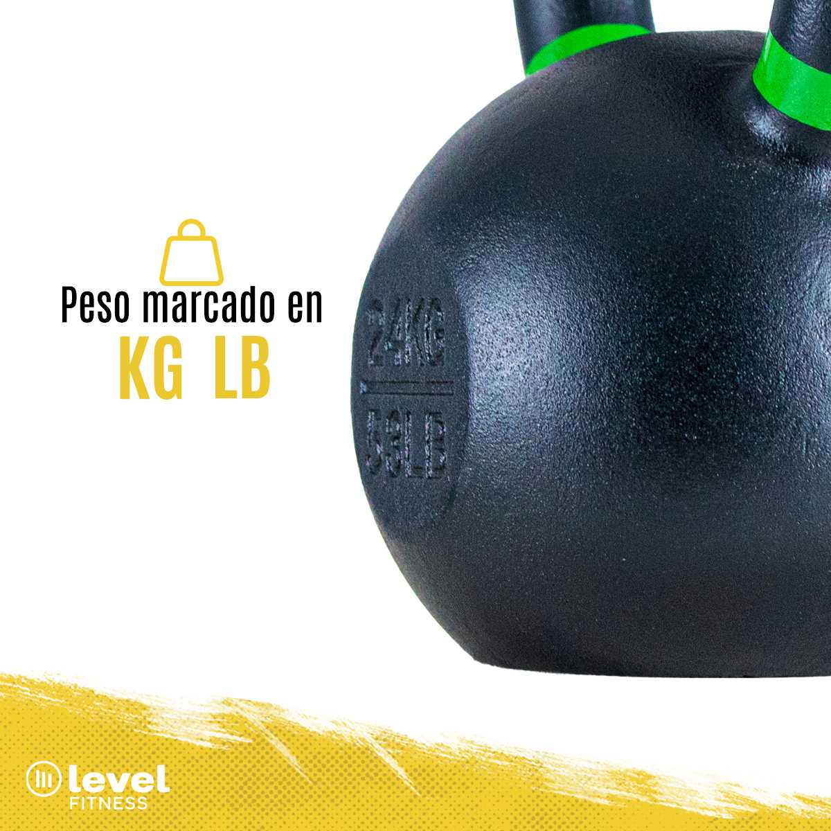 Pesa Rusa Kettlebell De 24Kg/18 Libras Fitness Gym Color VERDE.