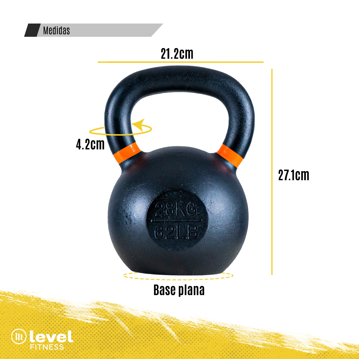 Pesa Rusa Kettlebell De 28kg/61.7 Lb Fitness Gym Crossfit Color NARANJA