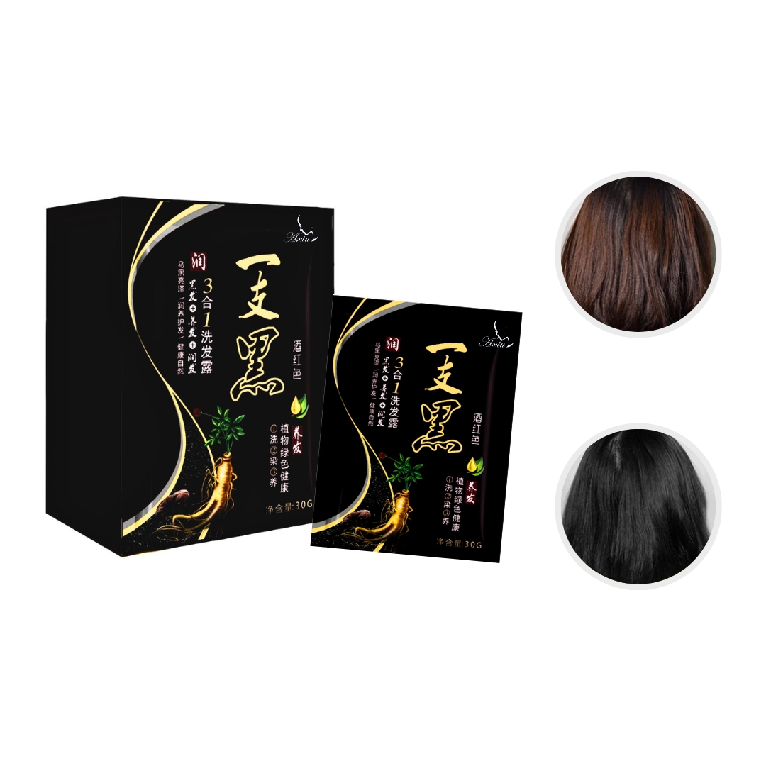 10 Shampoo Tinte Instantaneo de Jengibre Tono Negro.