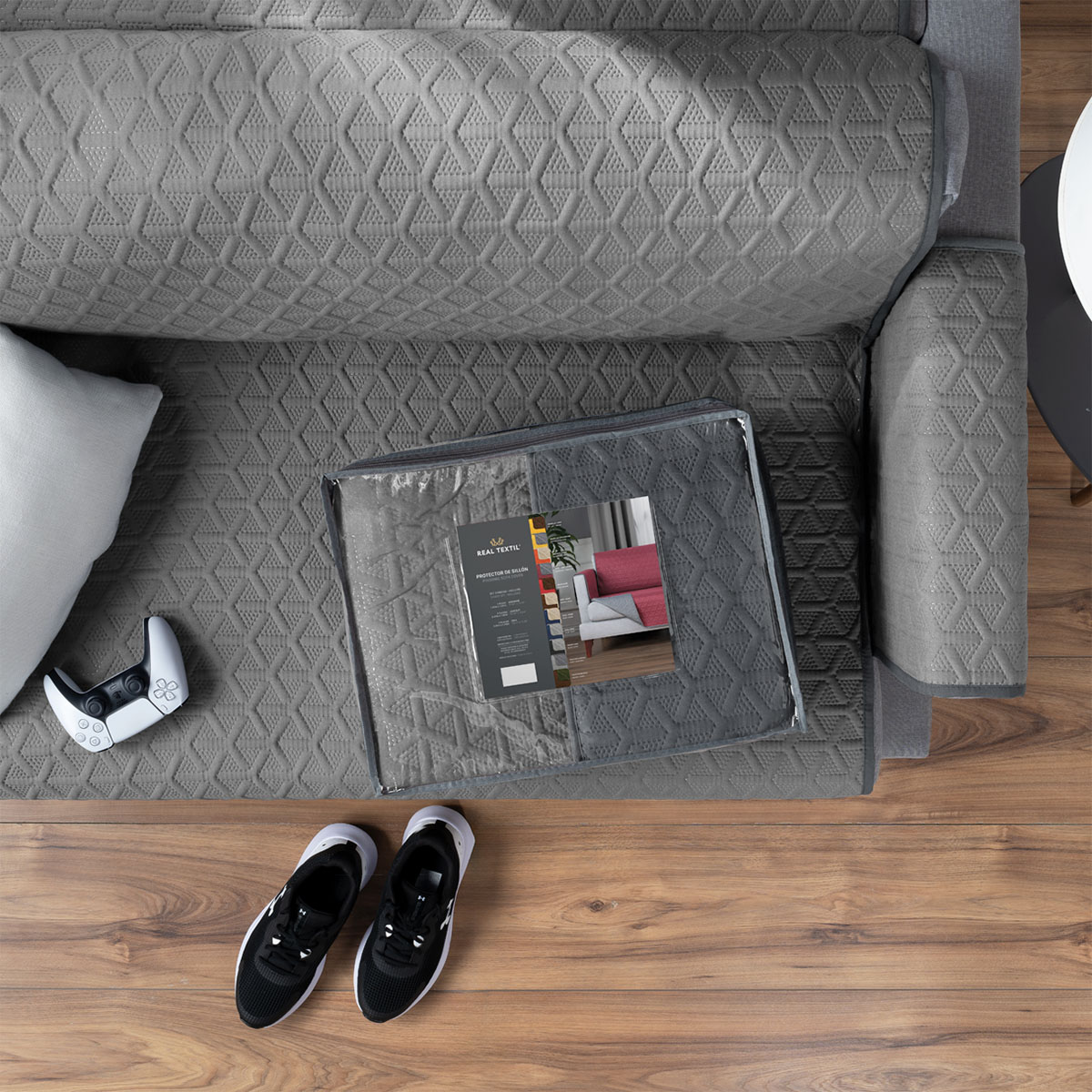 Protector Cubre Sala Doble Vista - 3 Pzas - Gris / Gris Oxford REAL TEXTIL
