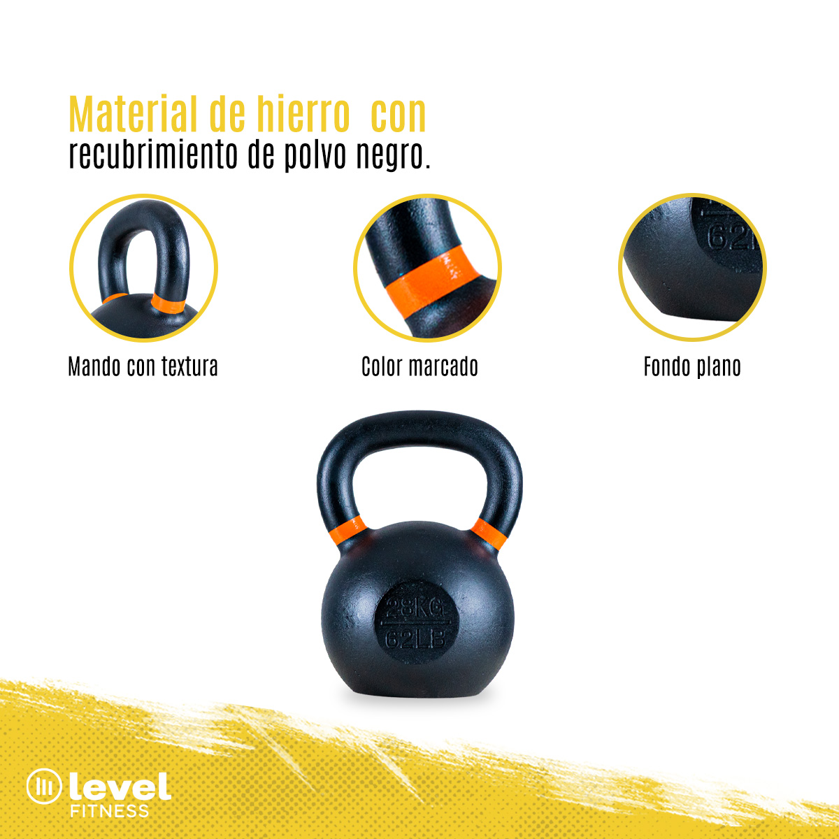 Pesa Rusa Kettlebell De 28kg/61.7 Lb Fitness Gym Crossfit Color NARANJA