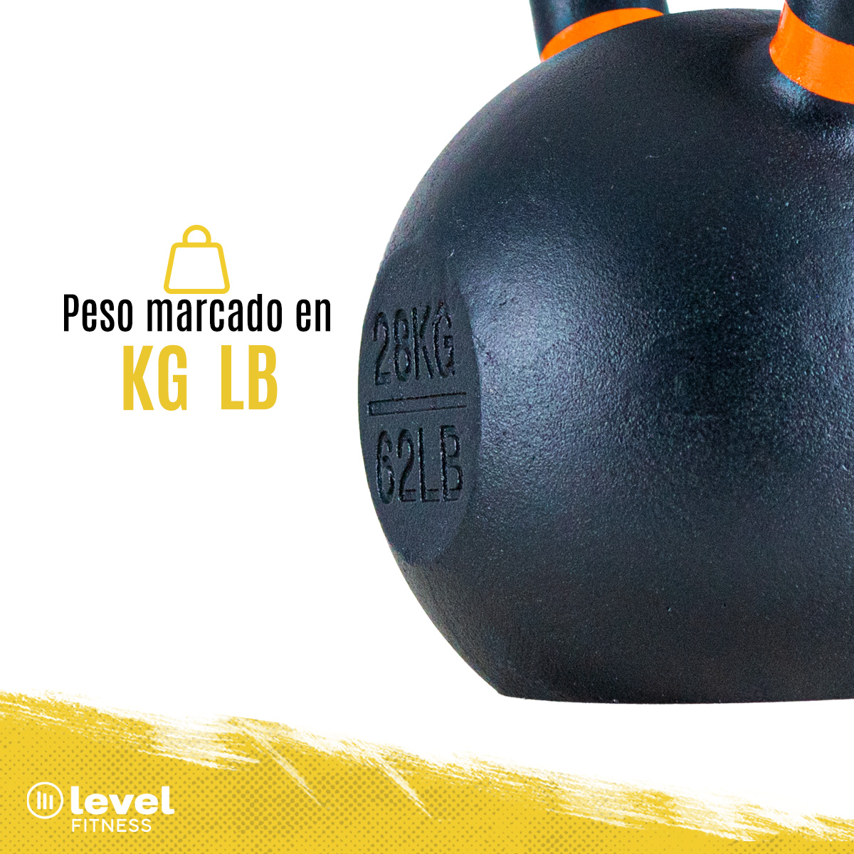 Pesa Rusa Kettlebell De 28kg/61.7 Lb Fitness Gym Crossfit Color NARANJA