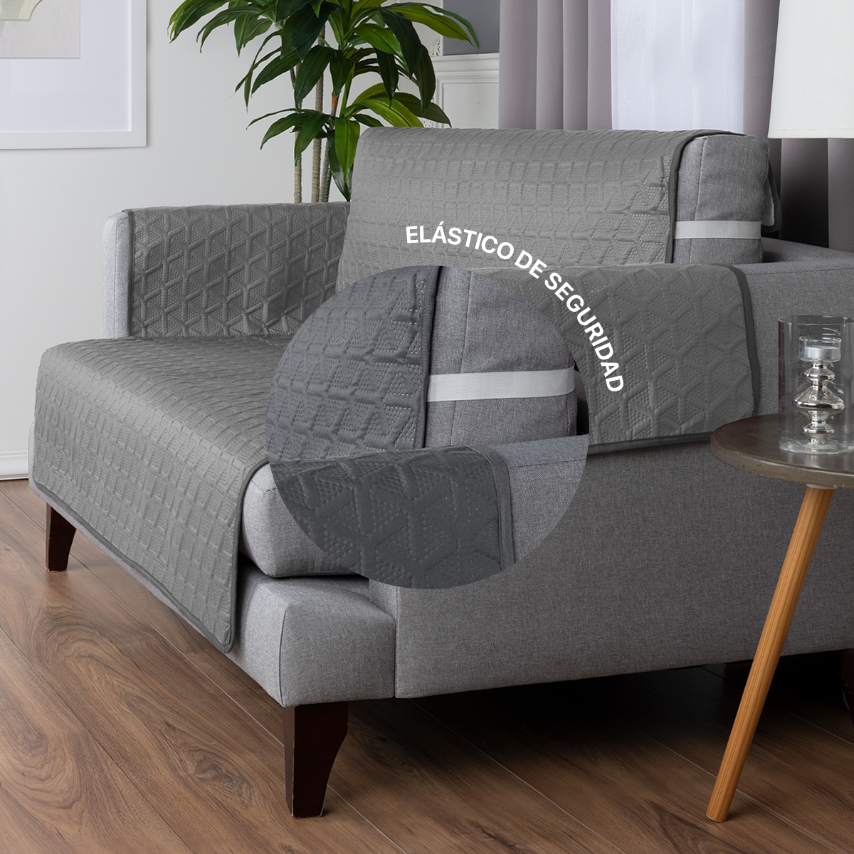 Protector Cubre Sala Doble Vista - 3 Pzas - Gris / Gris Oxford REAL TEXTIL