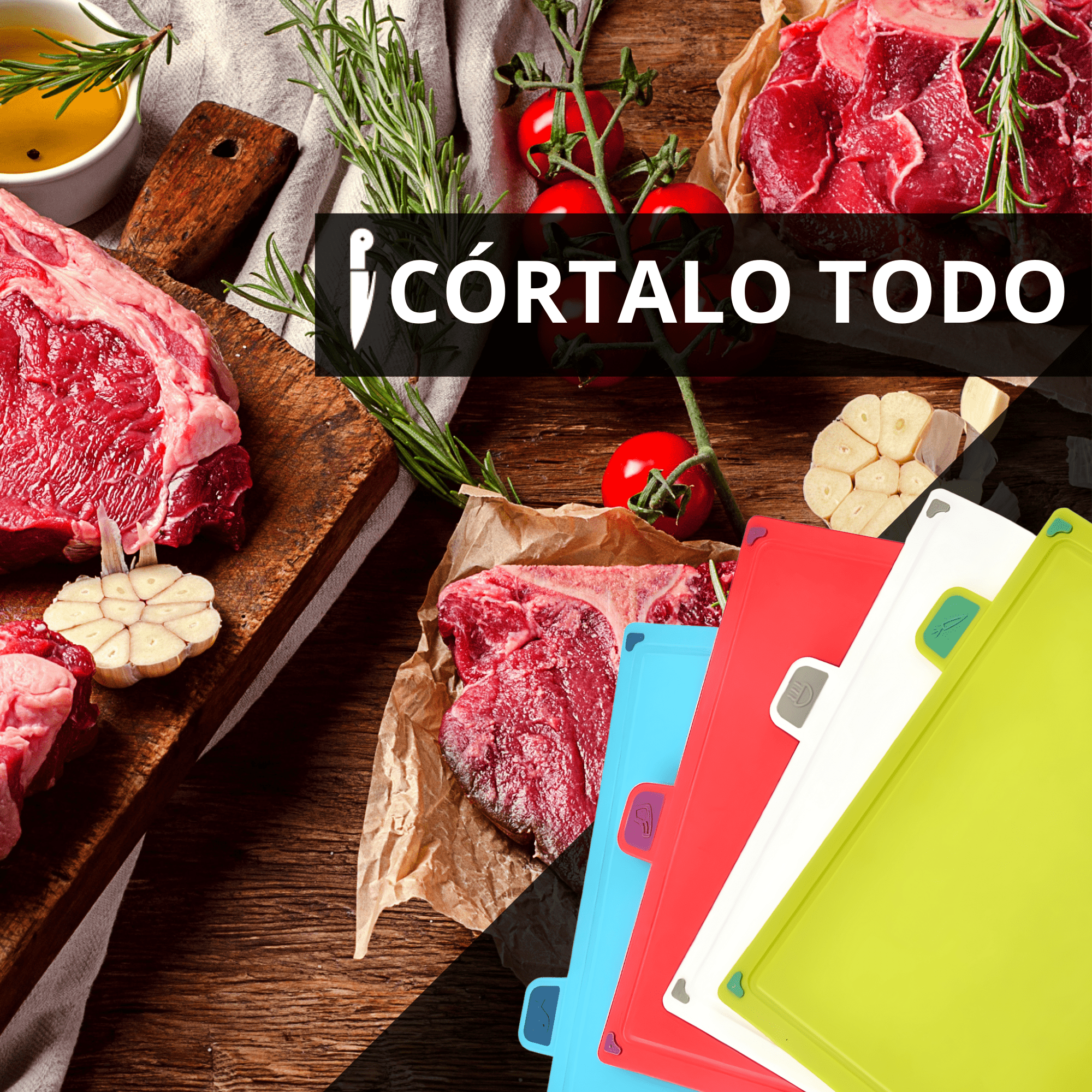 TABLAS PARA PICAR ALIMENTOS ECOMLAB COCINA 4 TABLAS CON BASE.