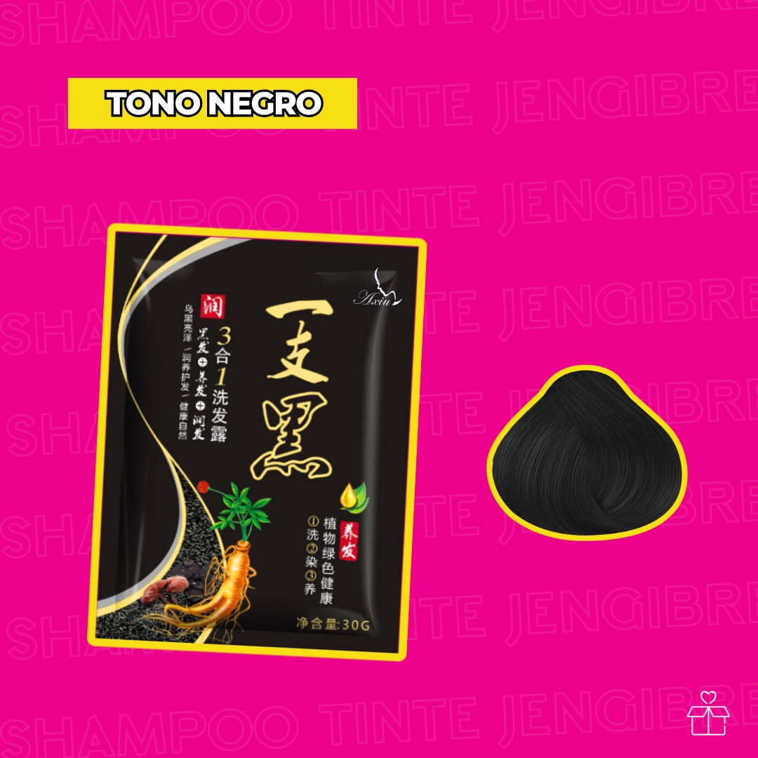 10 Shampoo Tinte Instantaneo de Jengibre Tono Negro.