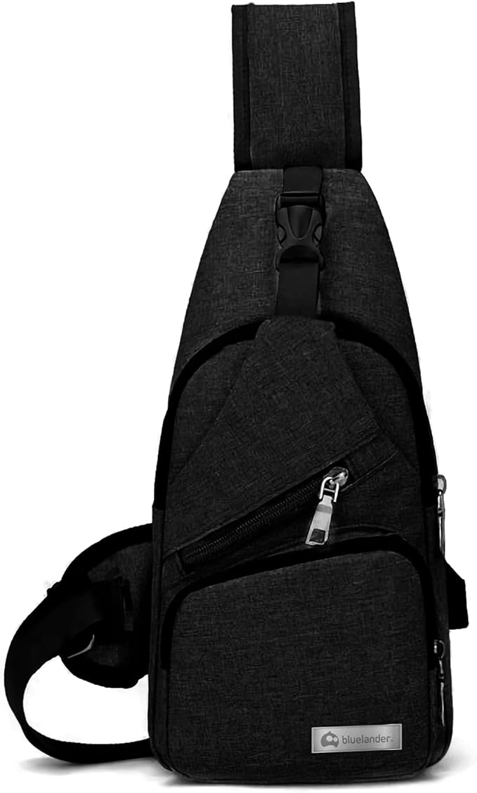 Bluelander Mochila Cruzada Antirrobo Impermeable, Bolso de Pecho para Hombre, Bolso Bandolera con Puerto de Carga USB, Perfecta para Celular, Tablets, Actividades como Deportes, Compras