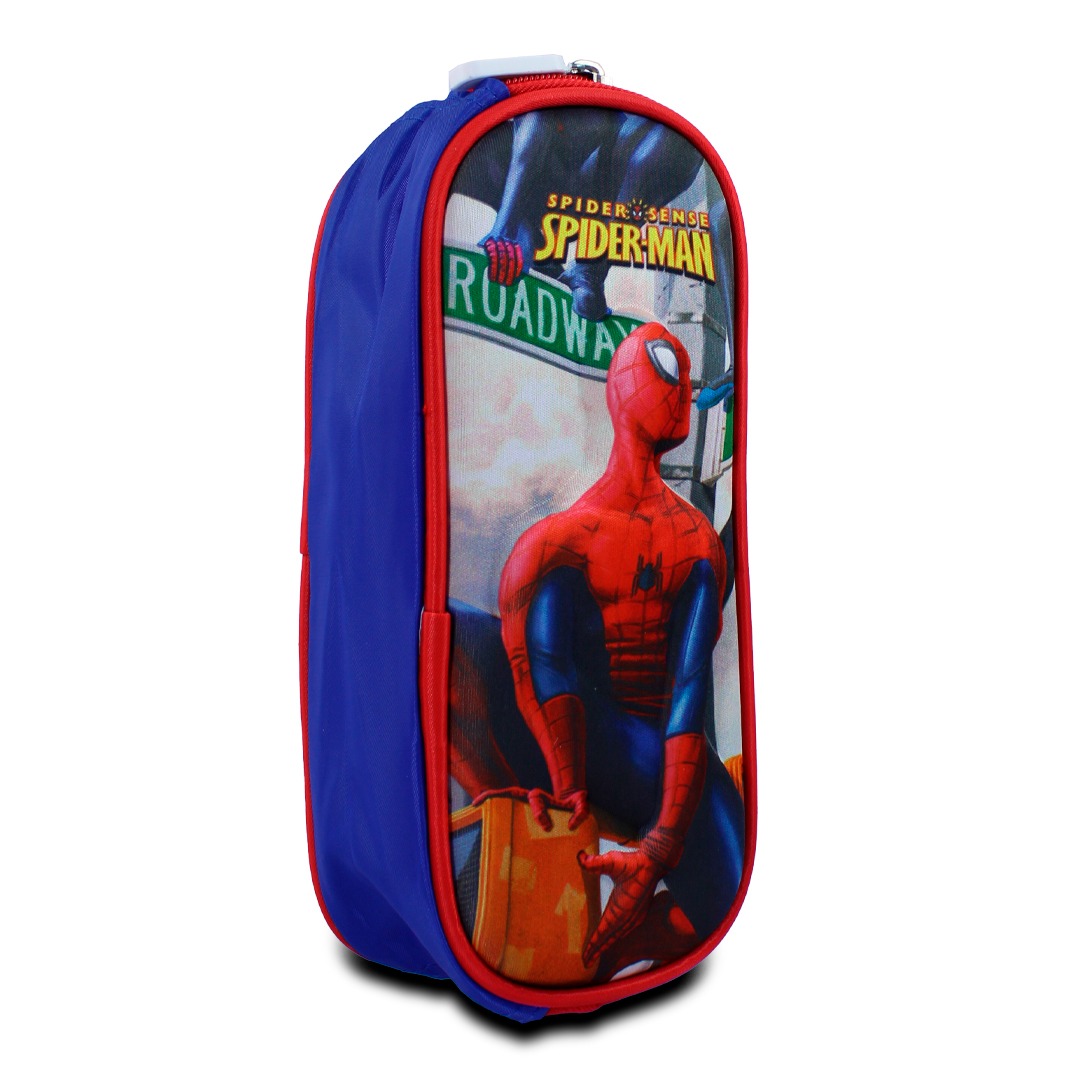  Kit Escolar Mochila Azul Lonchera Y Lapicera De Spider Men Para Niños