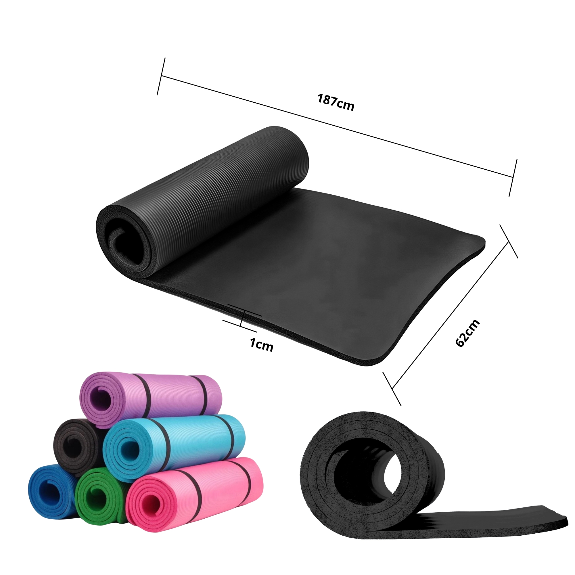 TAPETE PARA HACER EJERCICIO ECOMLAB TAPETE DE YOGA GRUESO COLOR NEGRO.