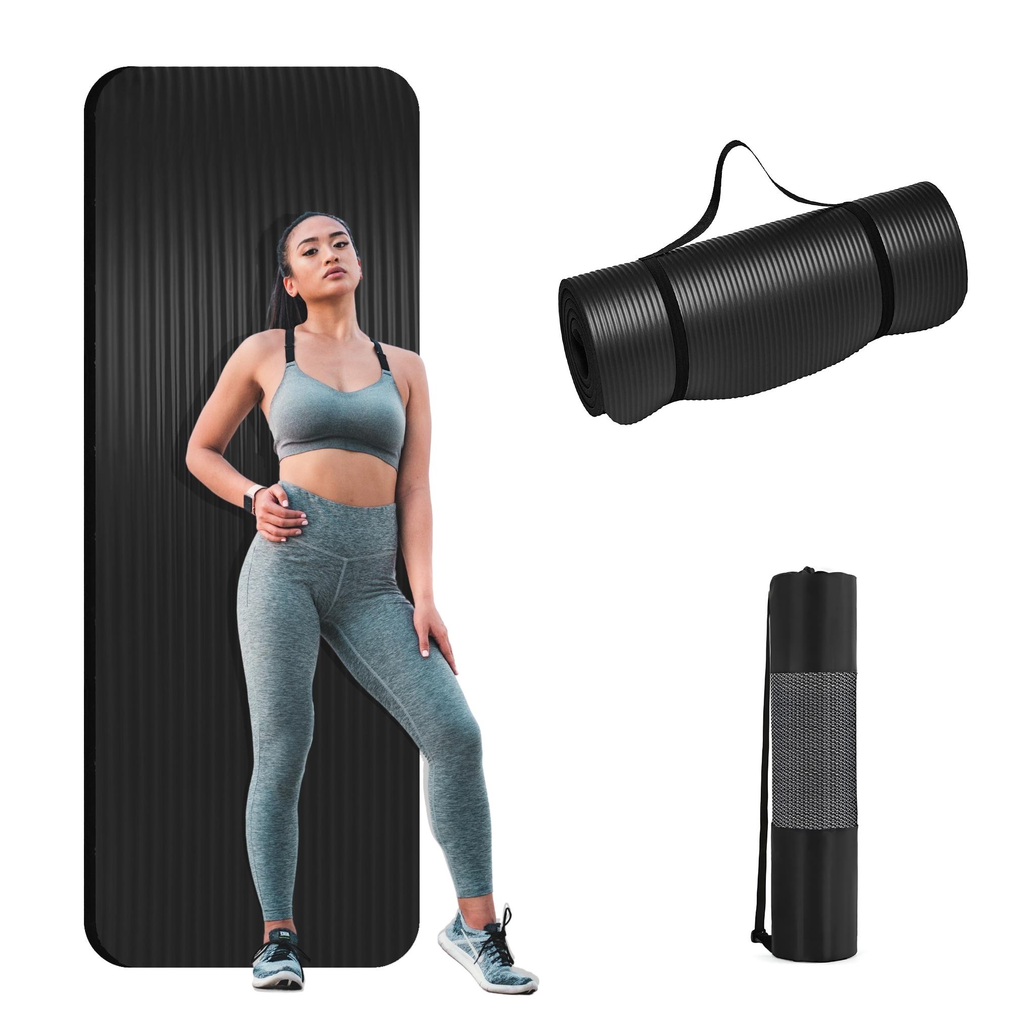 TAPETE PARA HACER EJERCICIO ECOMLAB TAPETE DE YOGA GRUESO COLOR NEGRO.