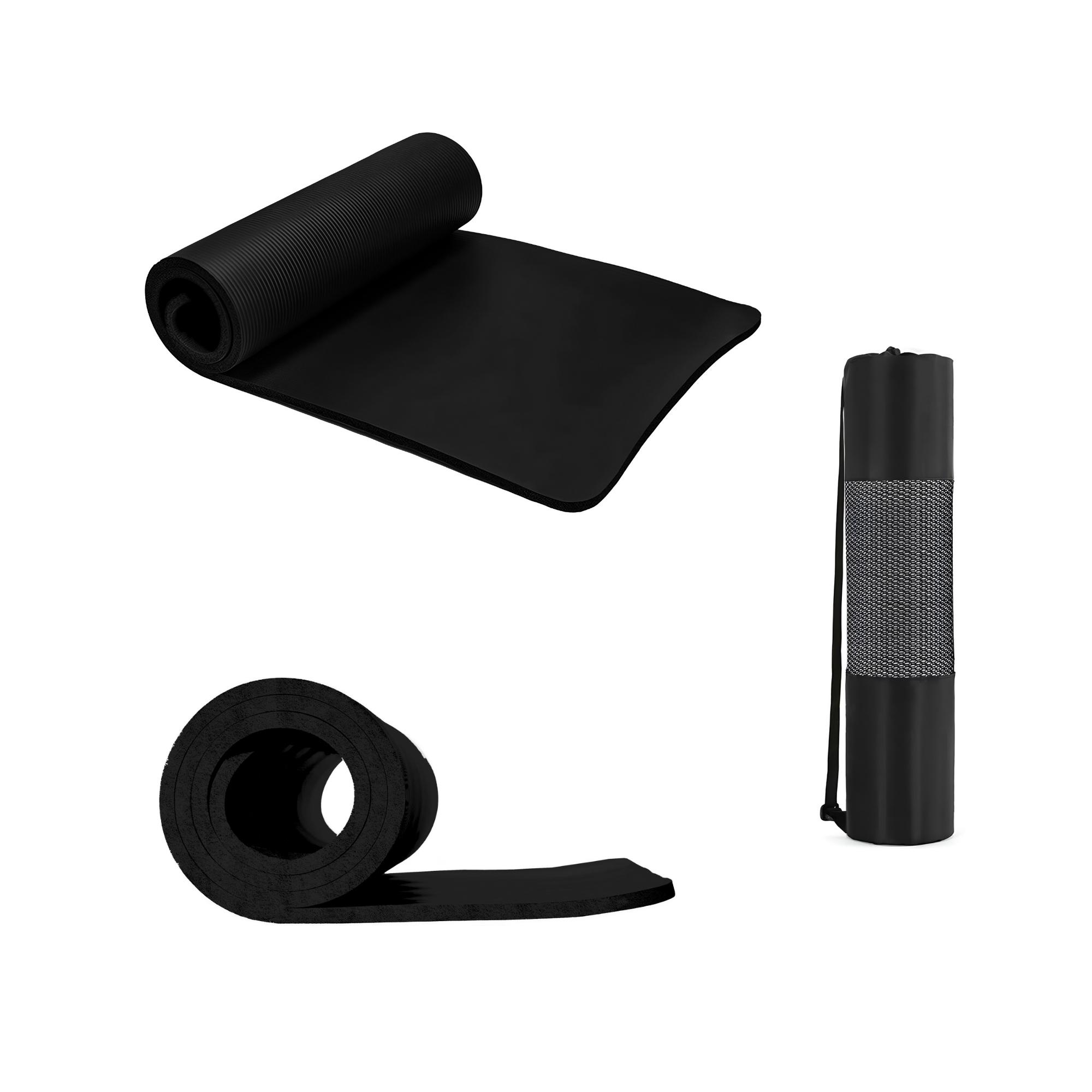 TAPETE PARA HACER EJERCICIO ECOMLAB TAPETE DE YOGA GRUESO COLOR NEGRO.