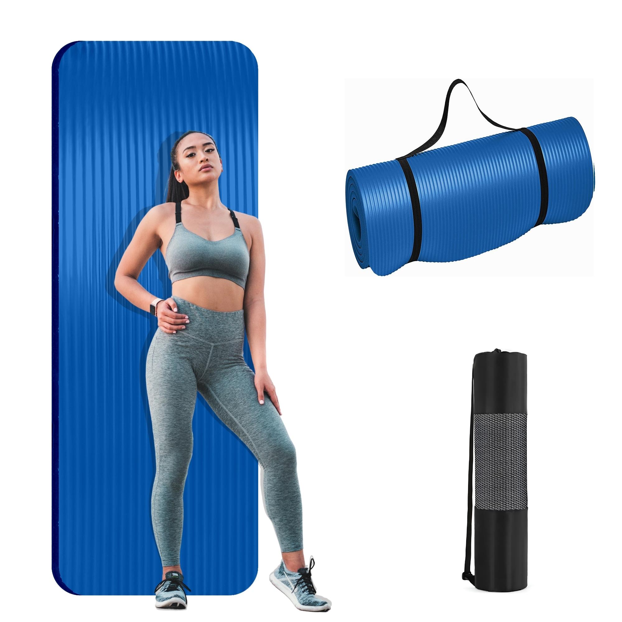 TAPETE PARA HACER EJERCICIO ECOMLAB TAPETE DE YOGA GRUESO COLOR AZUL.