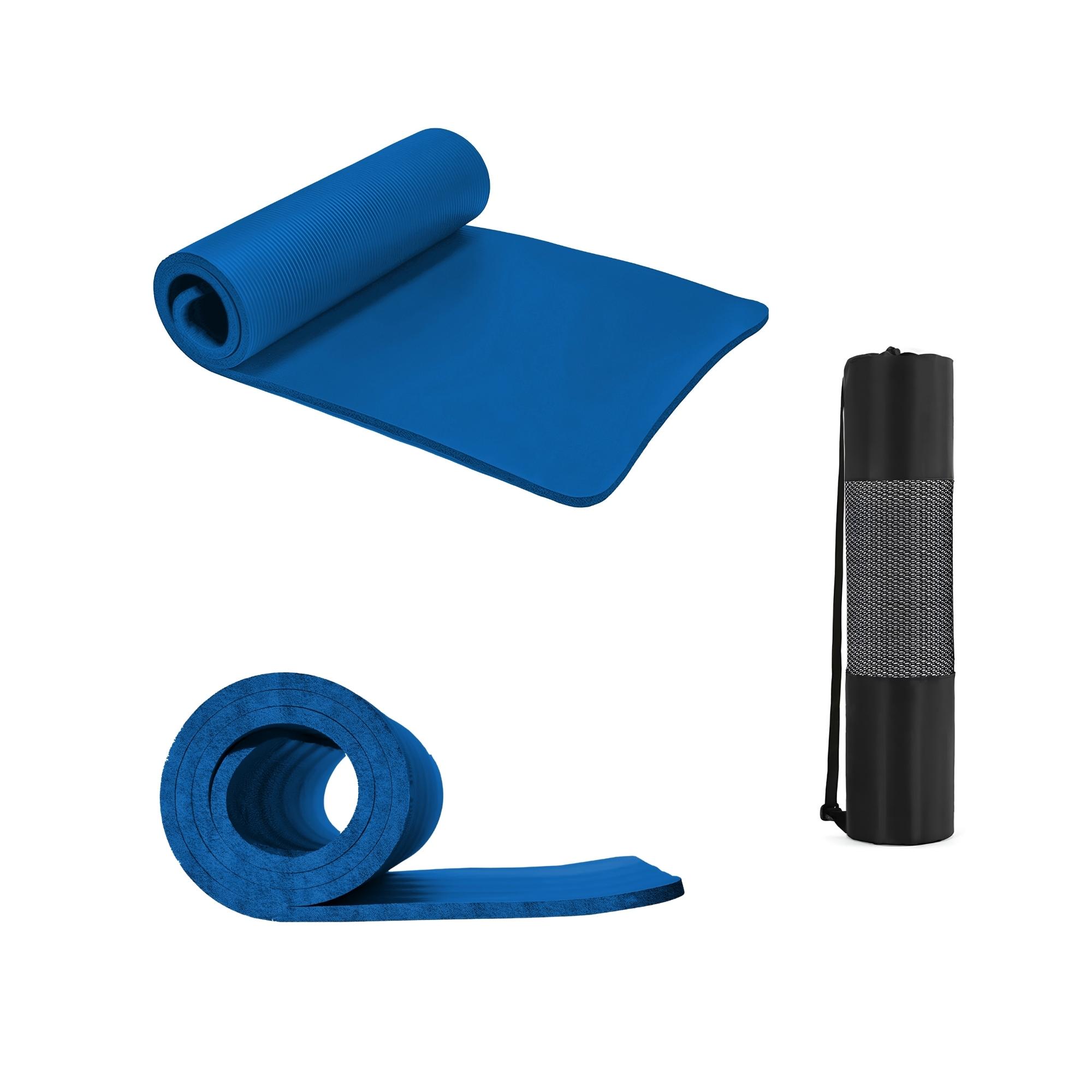 TAPETE PARA HACER EJERCICIO ECOMLAB TAPETE DE YOGA GRUESO COLOR AZUL.