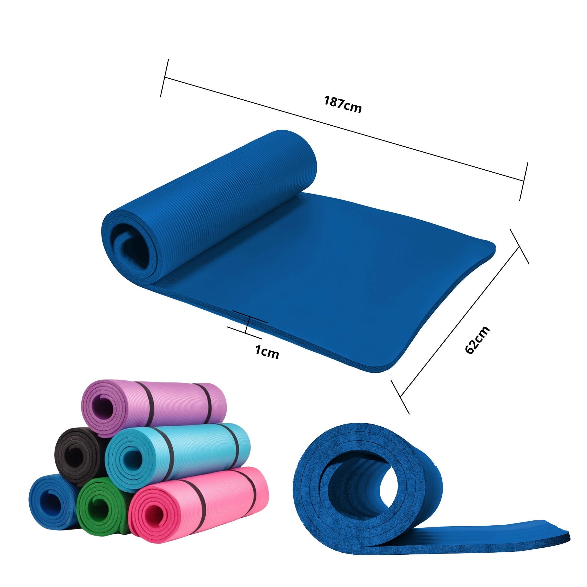 TAPETE PARA HACER EJERCICIO ECOMLAB TAPETE DE YOGA GRUESO COLOR AZUL.