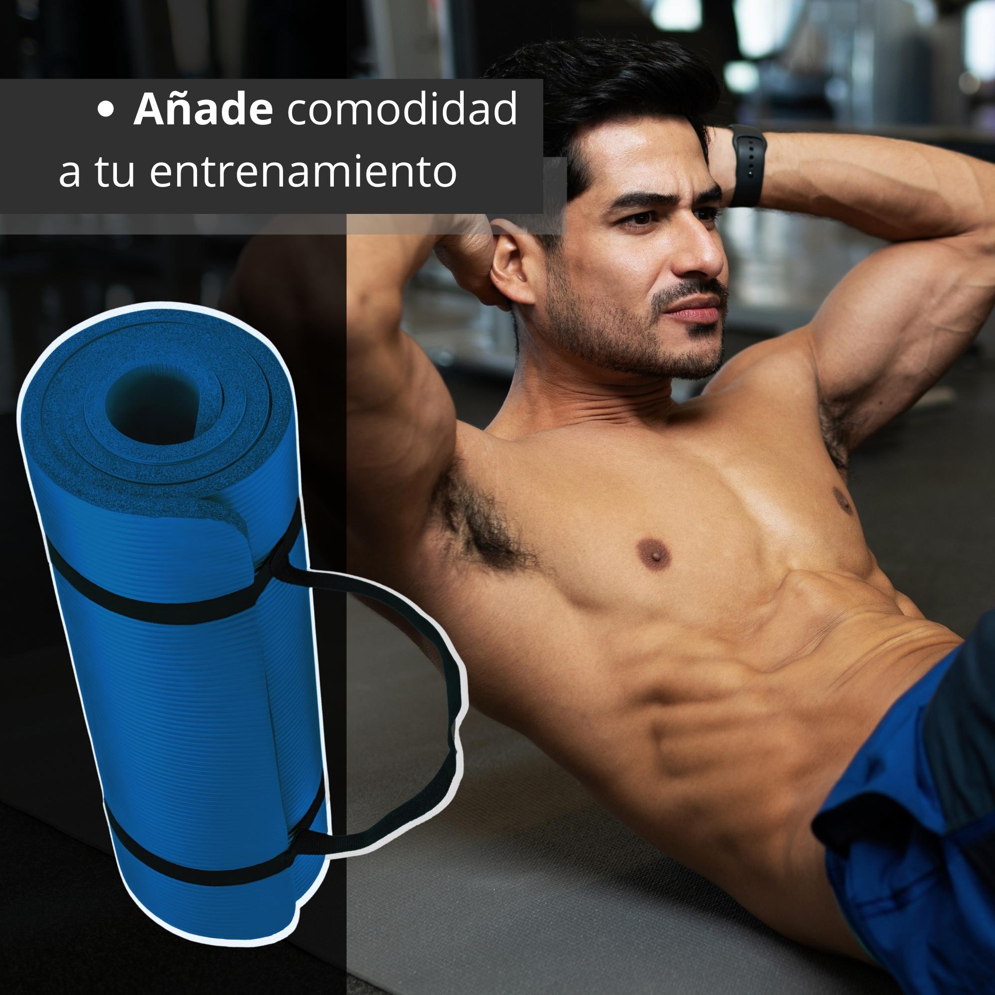 TAPETE PARA HACER EJERCICIO ECOMLAB TAPETE DE YOGA GRUESO COLOR AZUL.