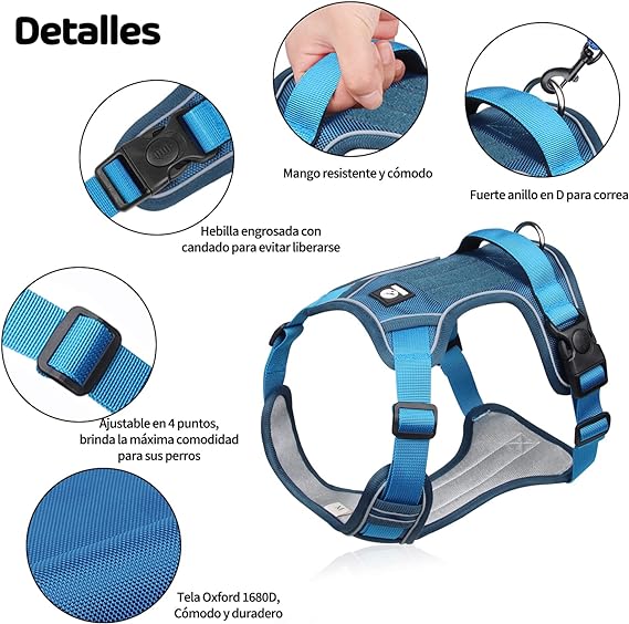 MESVIER Arnés para Perro Mediano Grande Pequeño con Correa 1.5m, Pechera para Perro Ajustable Reflectante Transpirable, Arneses para Perro Sin Tirones para Caminar Viajar Entrenar Perros Accesorios