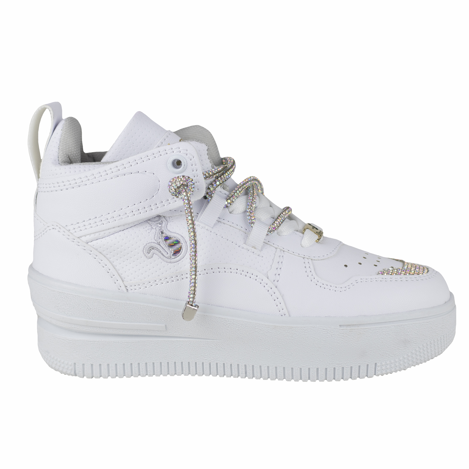 Tenis Tipo Bota Plataforma Mujer Shadow 3003 Blanco Tornasol