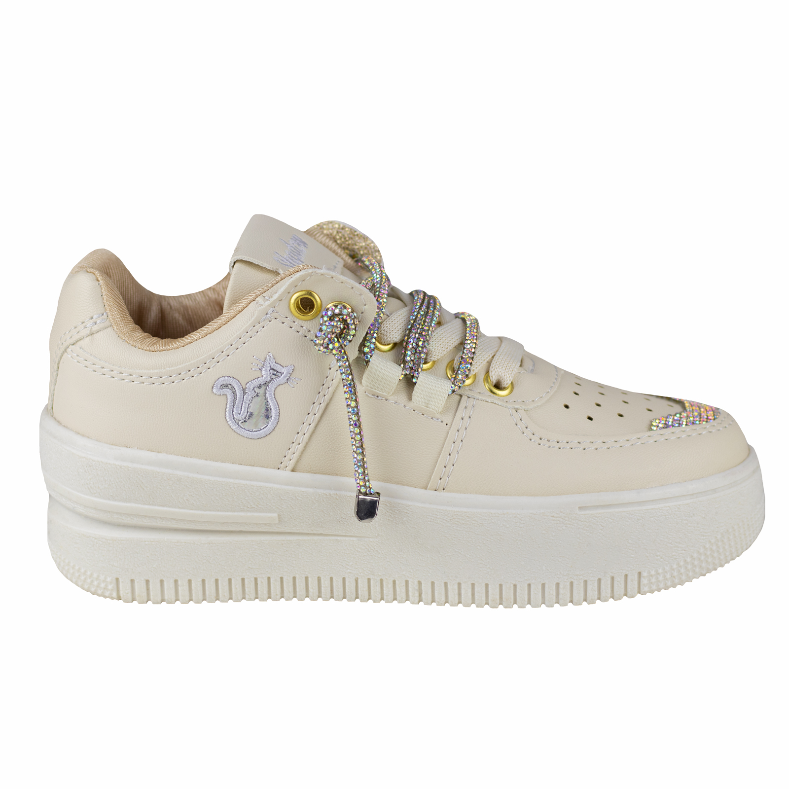 Tenis Urbano Plataforma Mujer Shadow 2084 Latte Suela Gruesa