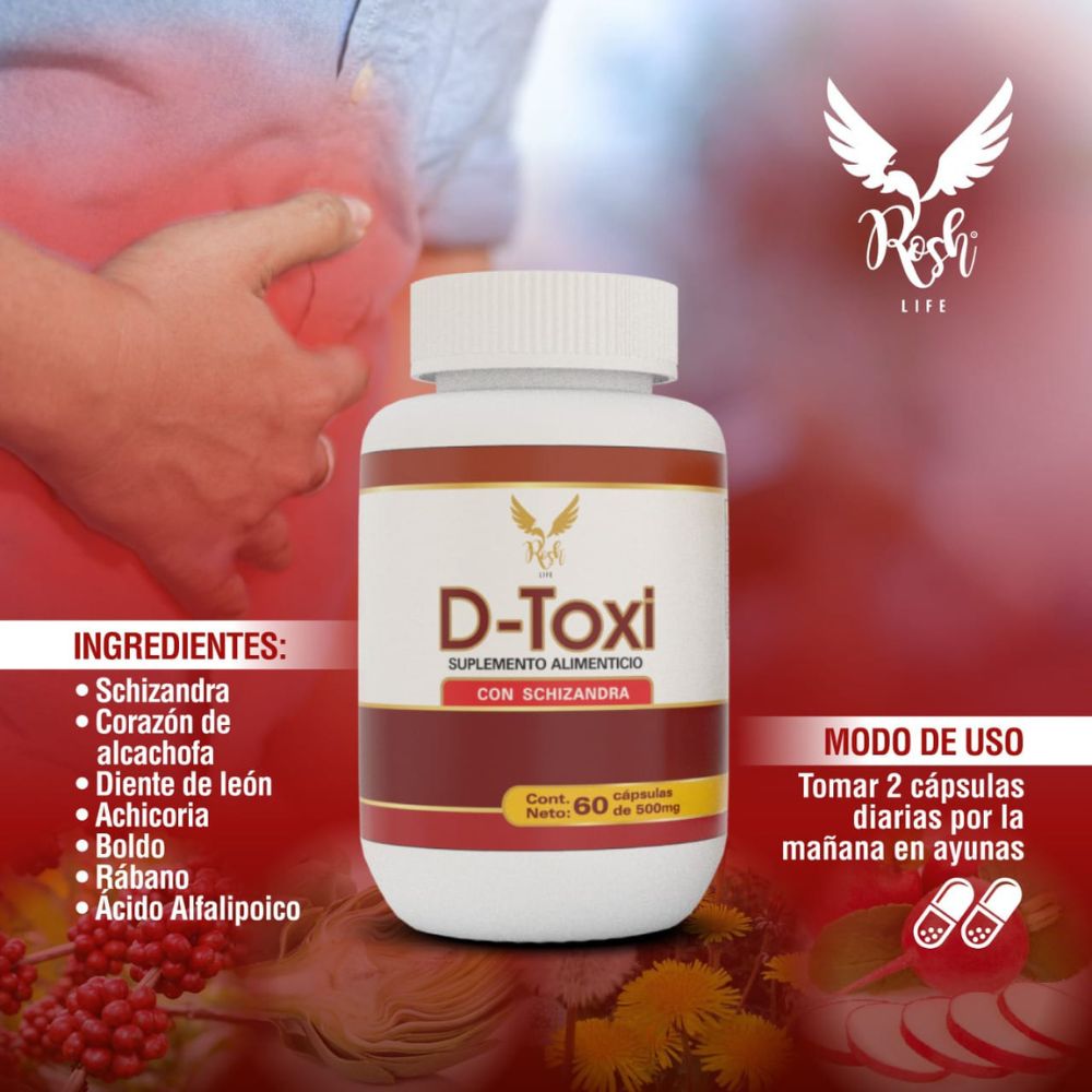 D-Toxi Desintoxicante del hígado, Limpieza hepática, Optimiza el metabolismo, Depura los riñones Frasco de 60 Cápsulas