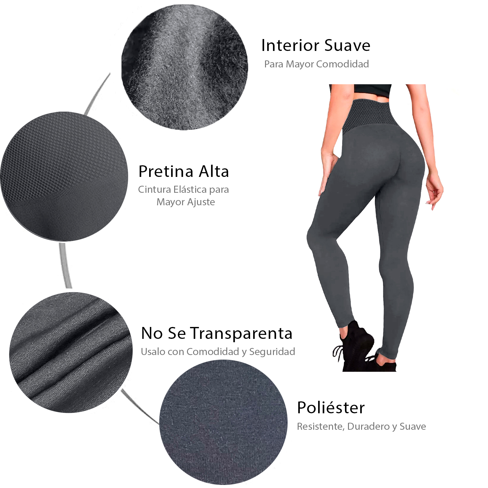 Leggings Termico Mujer, Gris, Cintura Alta, Unitalla, Afelpaddo, Pantalones de Yoga, Estirable, Pilates, Gimnasio, Atletismo.