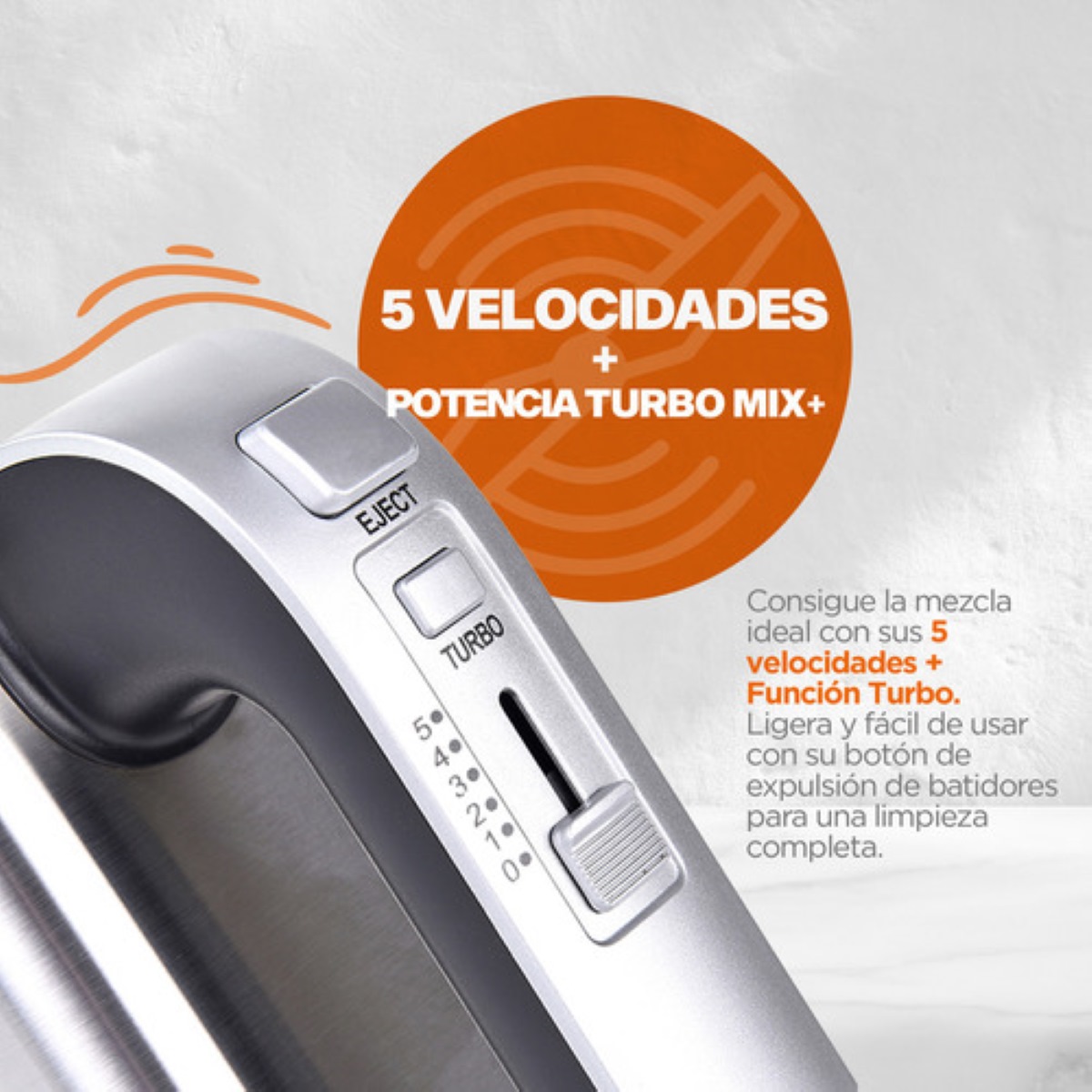 Batidora De Mano Turbo Mix+ Acero Masterchef Color Plateado