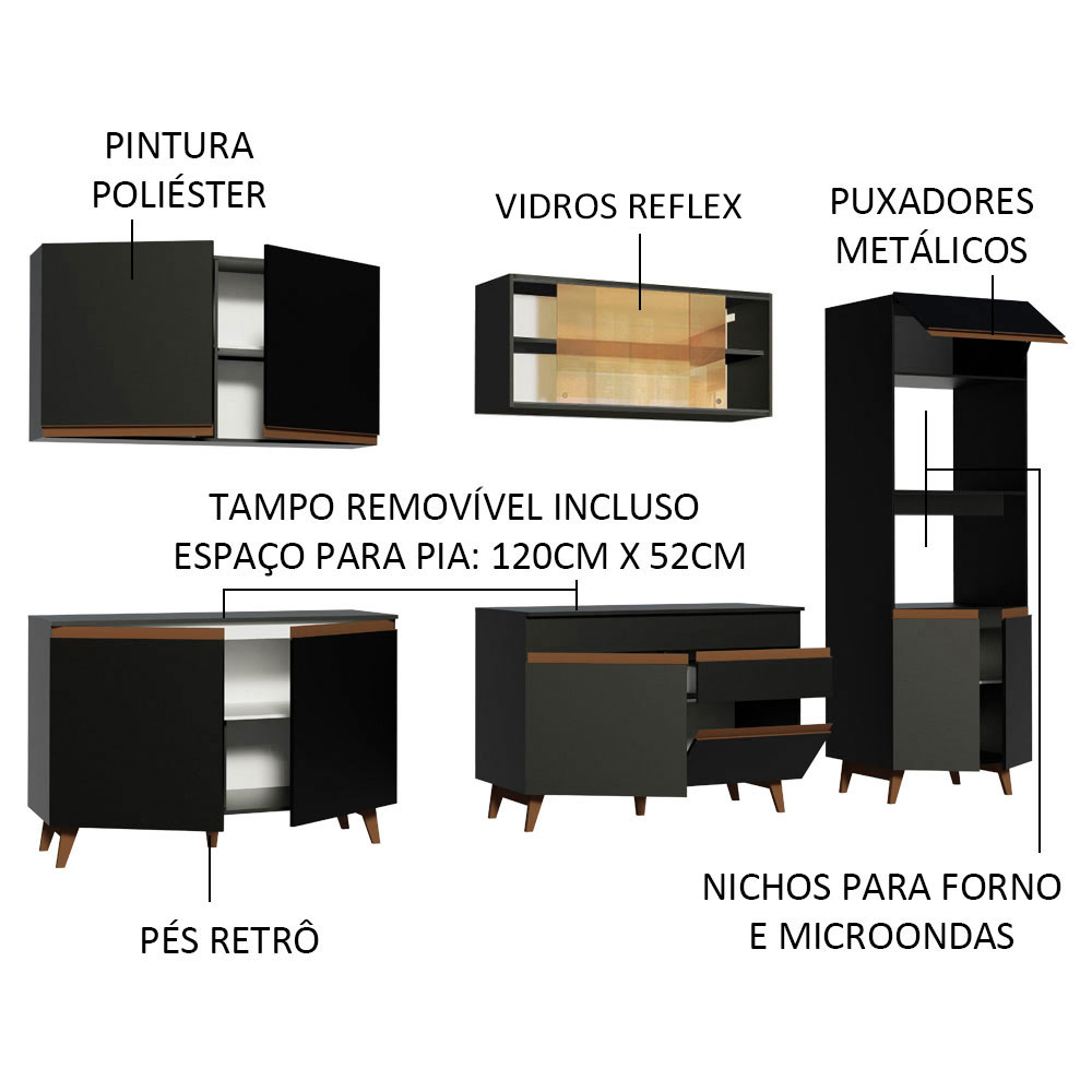 Madesa Cocina Integral  310cm Reims Negro 01.