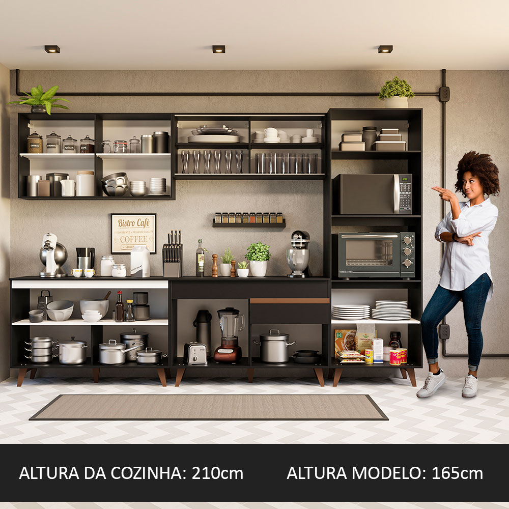 Madesa Cocina Integral  310cm Reims Negro 01.