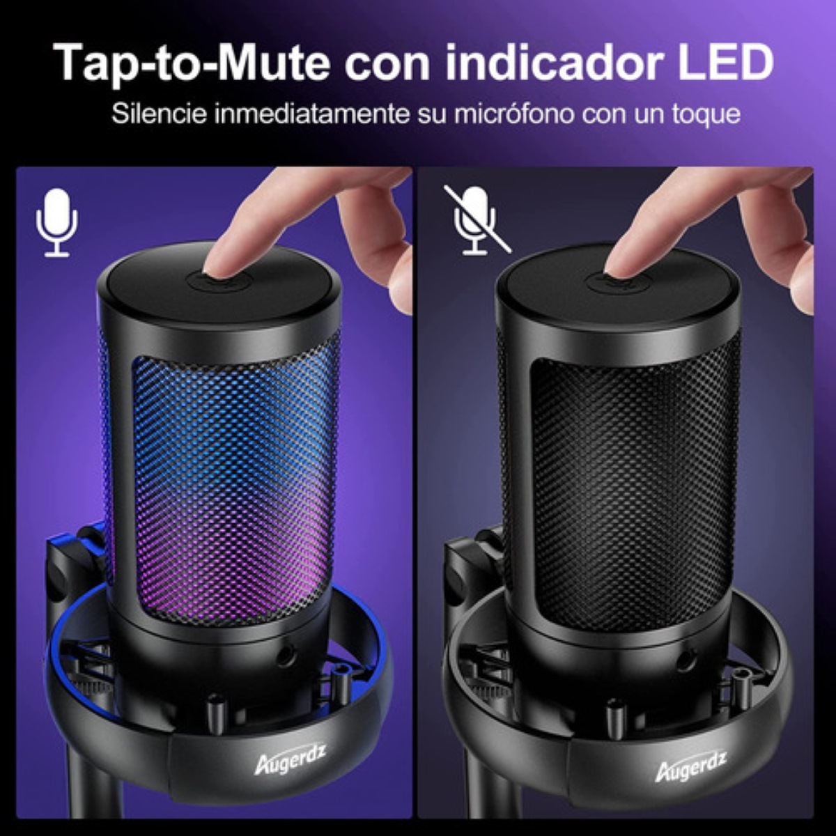 "Micrófonos Usb Rgb Condensador Cardioide Para Pc / Tel Gamer negro "