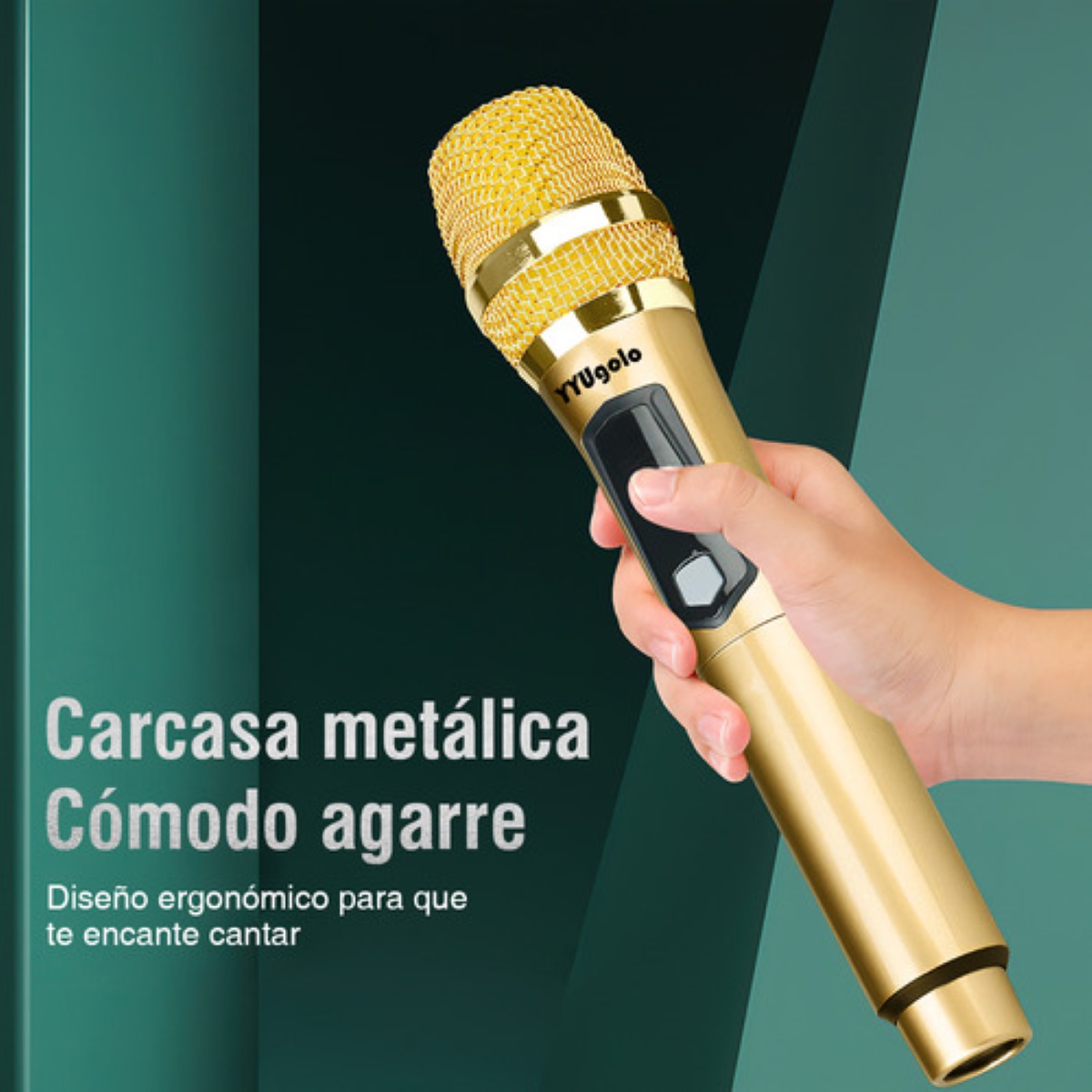 Micrófono Inalámbrico Profesional Karaoke Kit 2pcs Color Oro