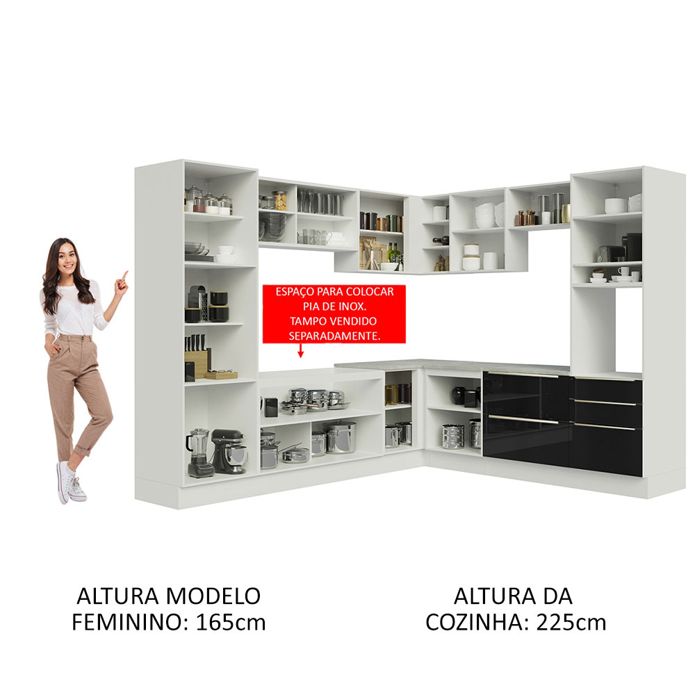 Cocina Integral Completa Modular Madesa Lux 546cm BN 01.