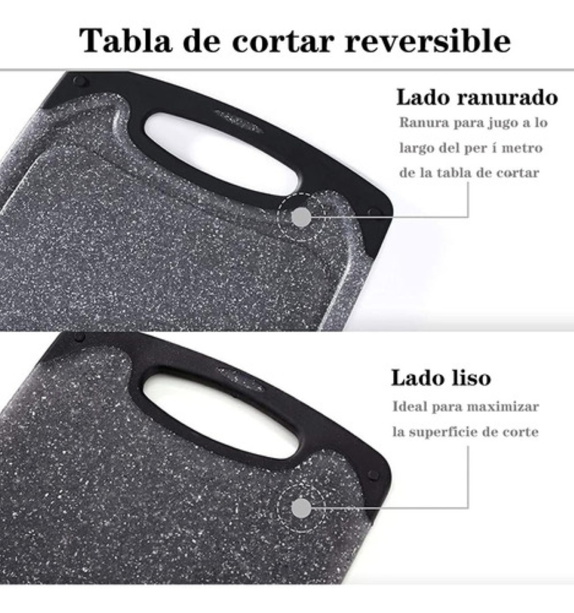 "3 Piezas Tablas Para Picar De Cocina Mango Alimentos Asa Gris "