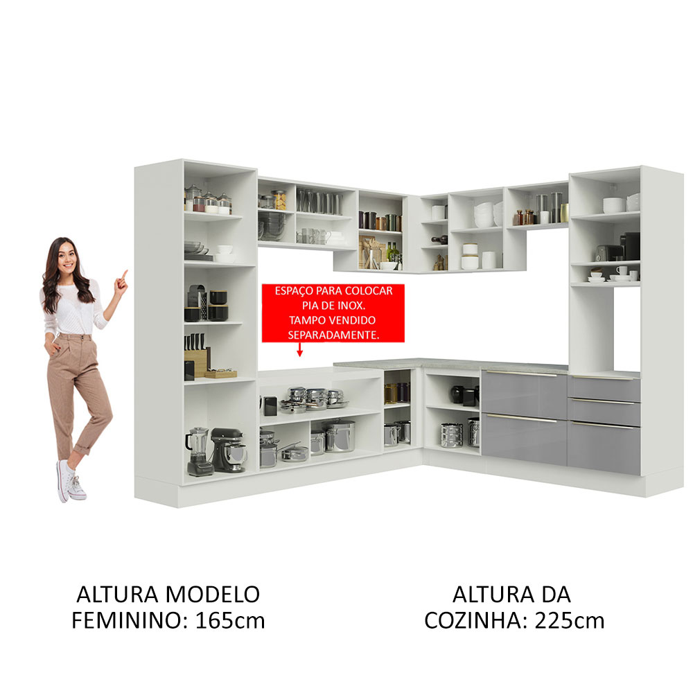 Cocina Integral Completa Modular Madesa Lux 546cm BG 01.