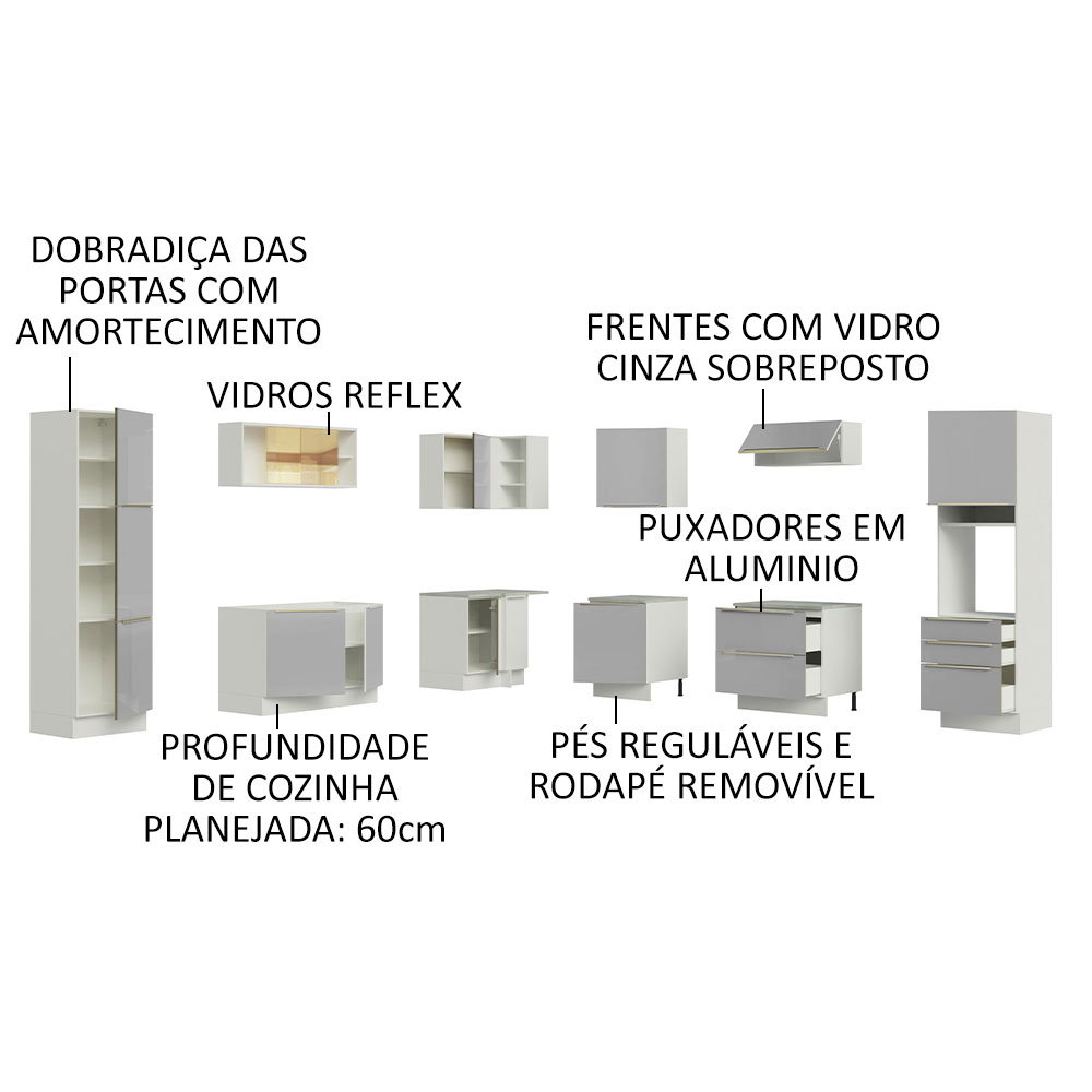 Cocina Integral Completa Modular Madesa Lux 546cm BG 01.