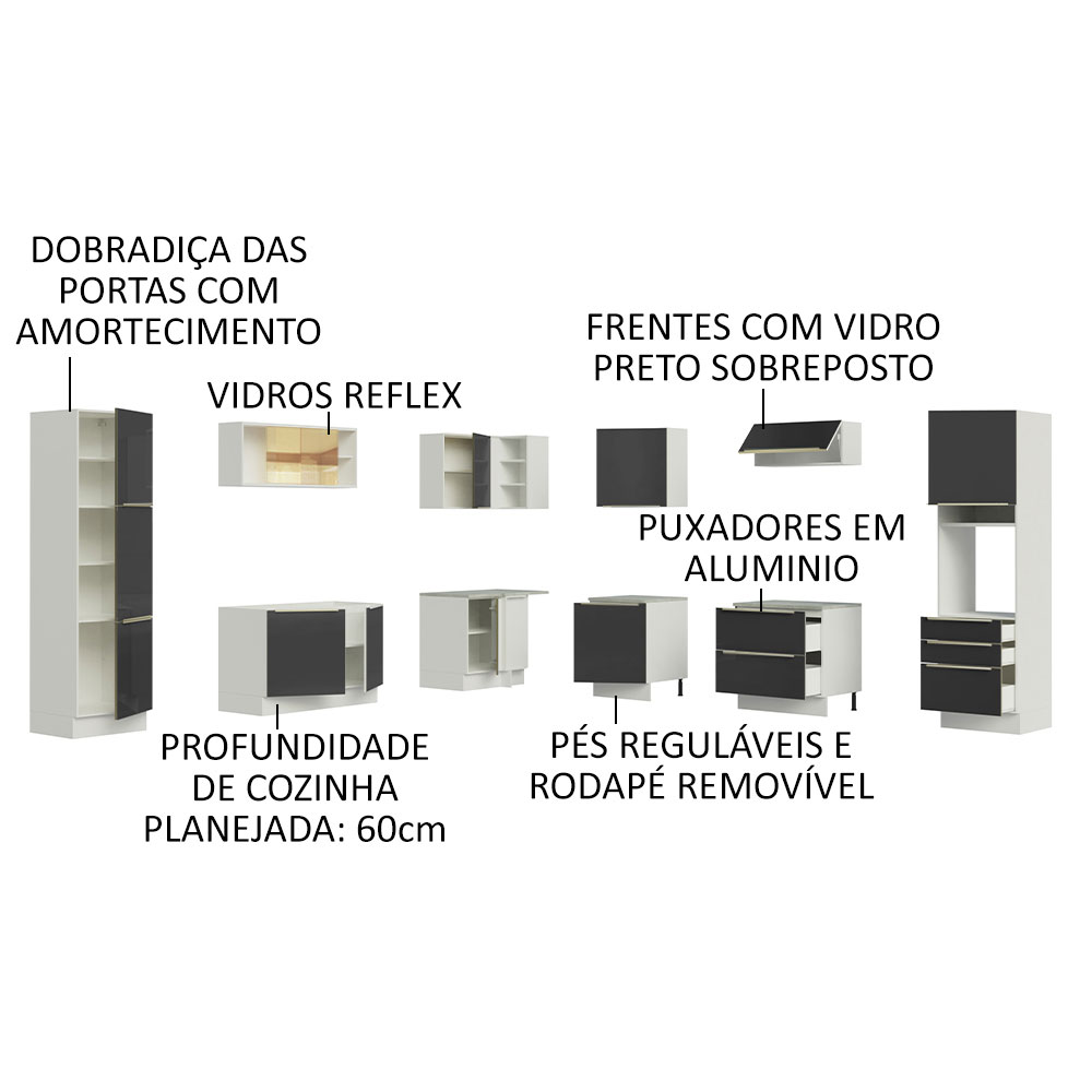 Cocina Integral Completa Modular Madesa Lux 546cm BN 01.