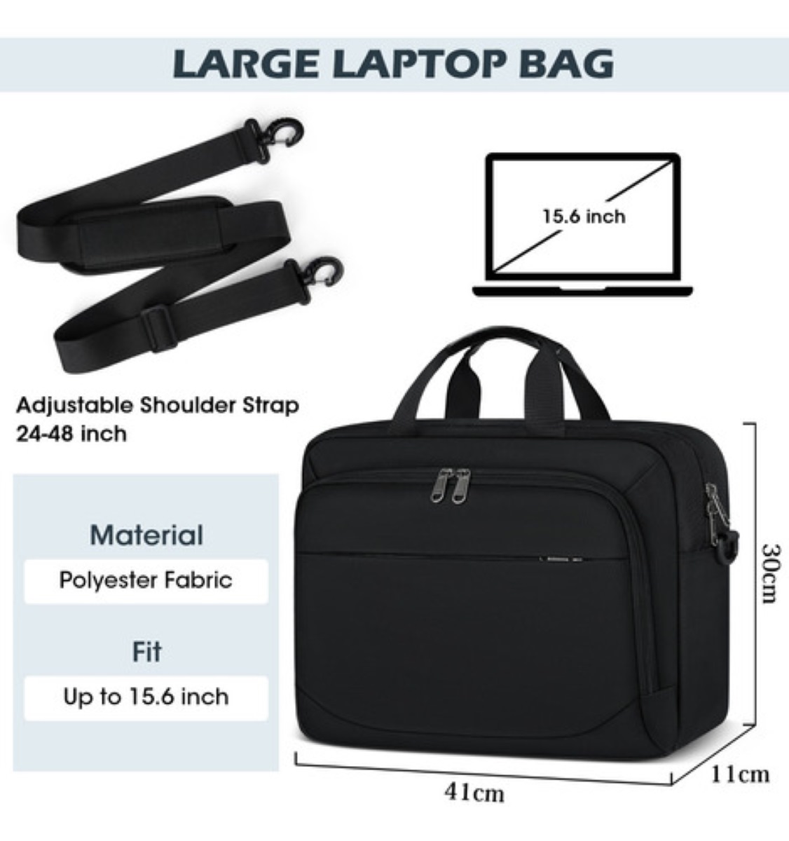 "Maletin Portafolio Para Laptop Impermeable 15,6 Pulgadas negro ".